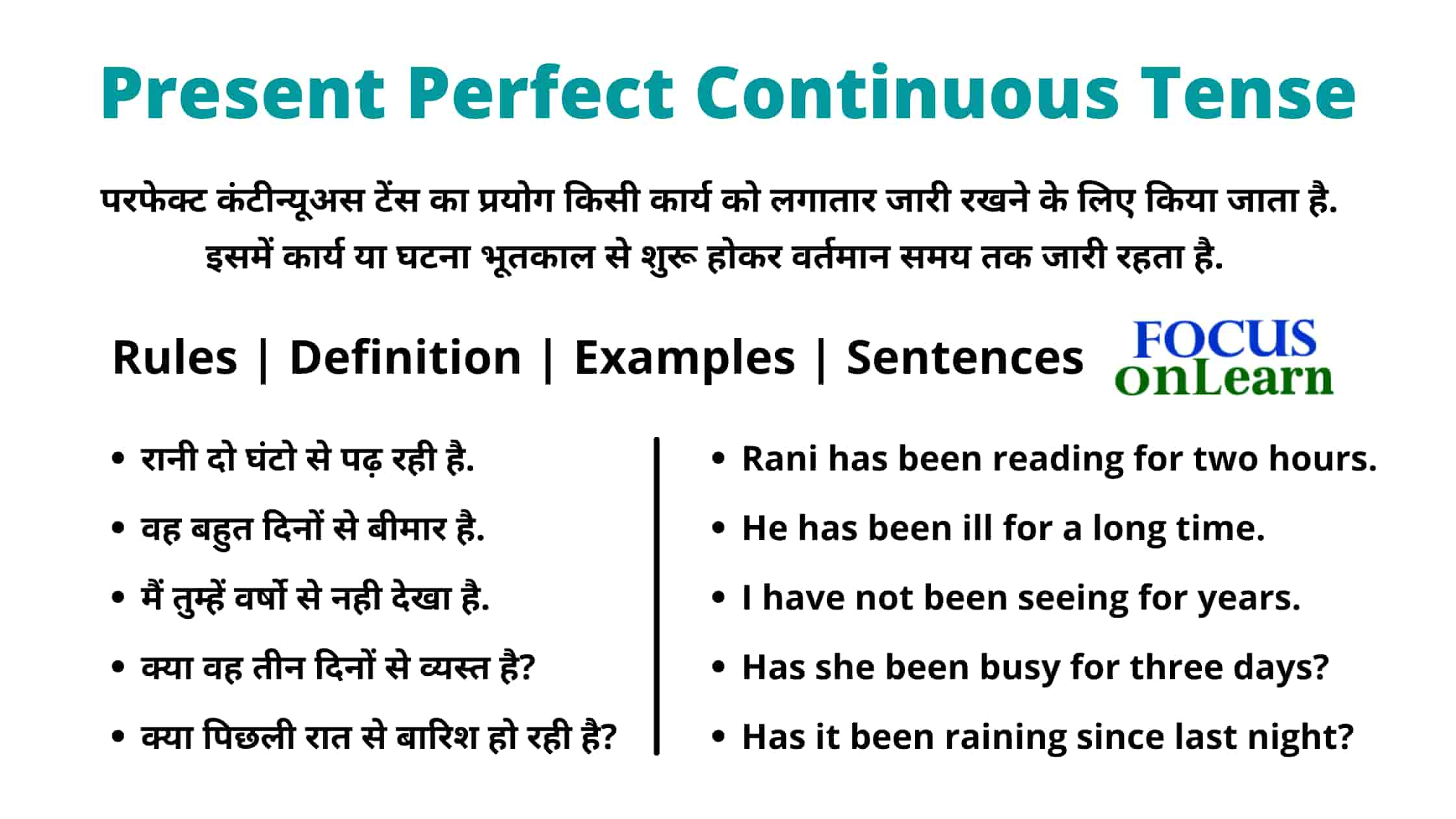  Present Perfect Continuous Tense In Hindi Use Structure And Examples 