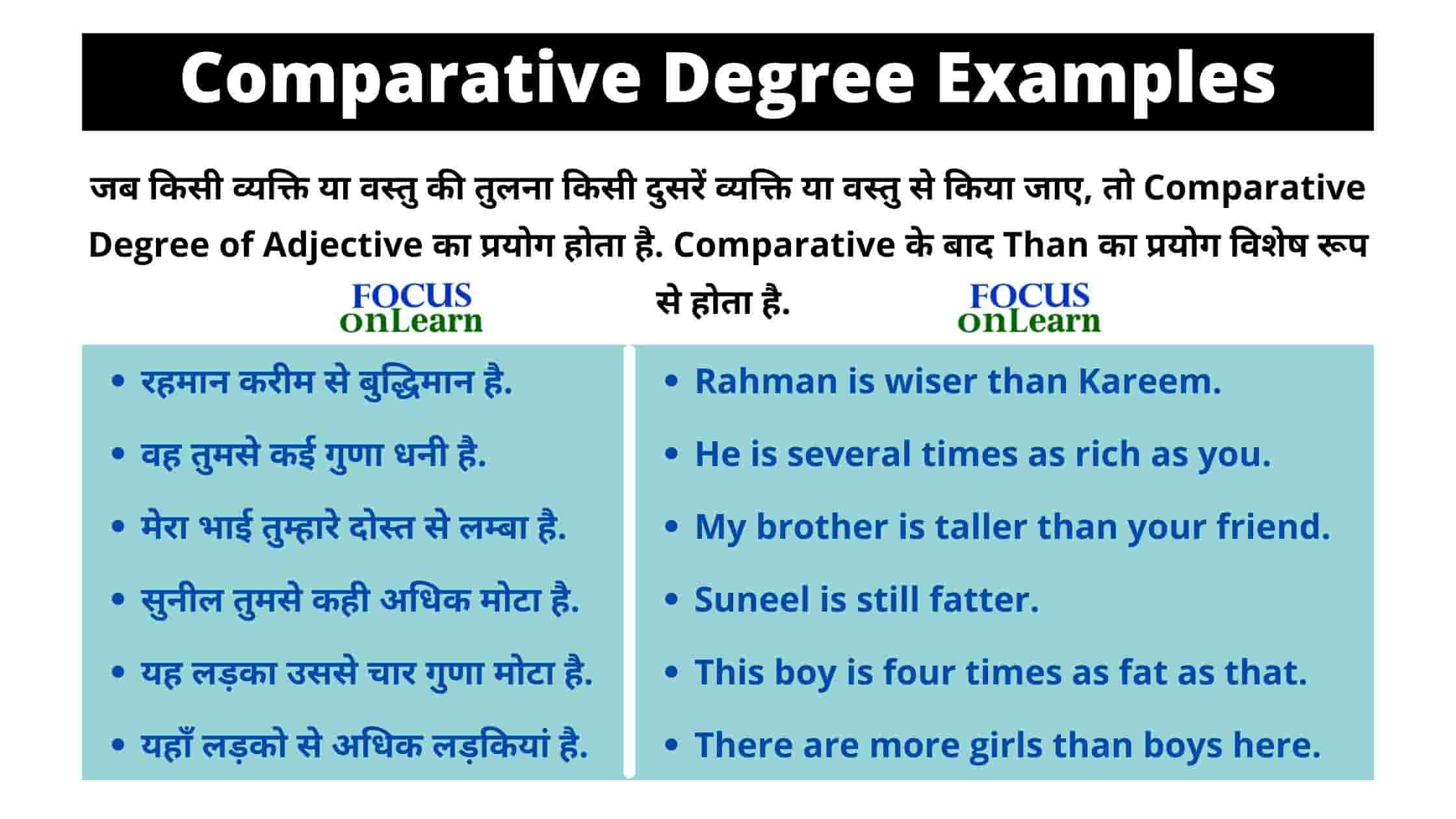 Comparative Degree Rules Comparative Degree Rules