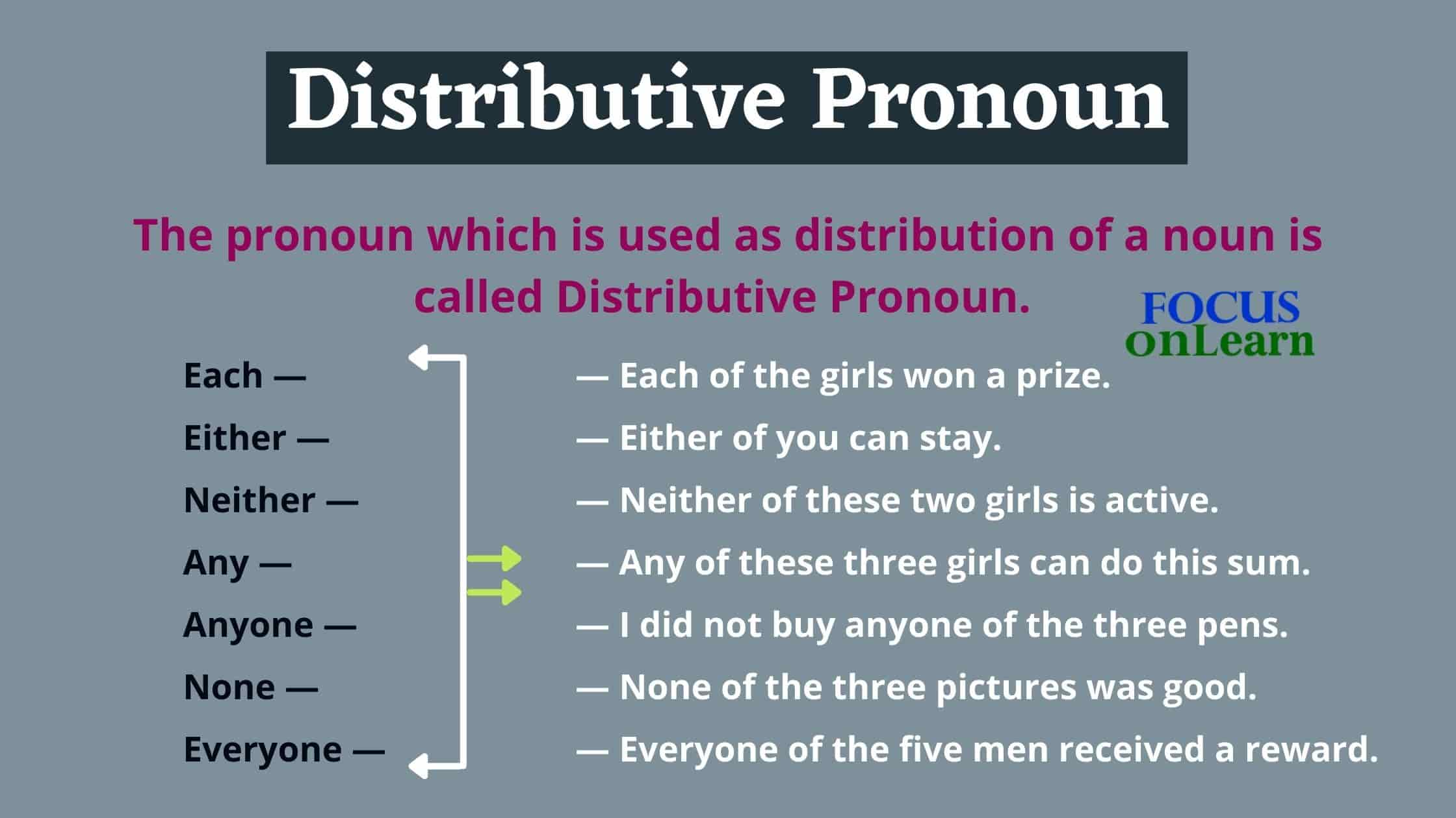 Distributive Pronouns Worksheet