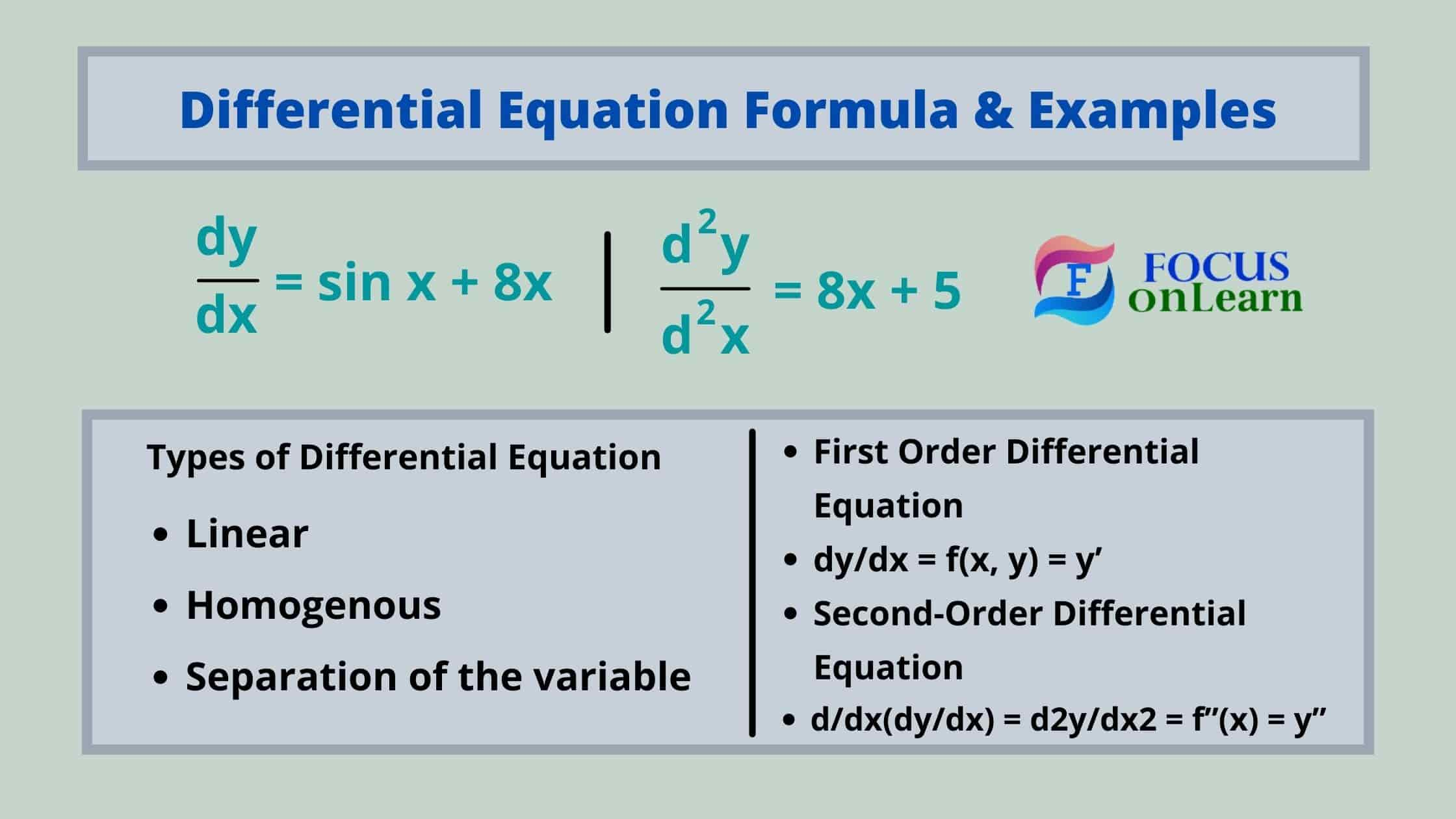 Differential Equation Formula Examples Types